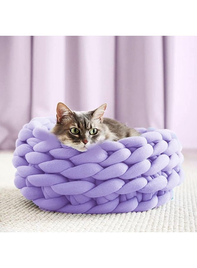 CLENEA Arm Knitting Yarn for Braided Knot, Chunky Blanket Yarn, Thick Big Arm Knitting Cotton Yarn, Washable, for Throw, Blanket, Knitting Bag, Cat Bed, DIY Decorations, 11 M Long, 500 G, Purple - Image 2